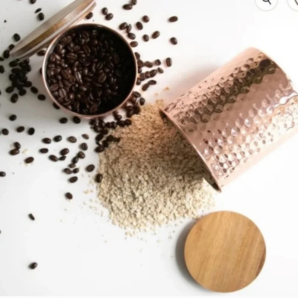 💜Uncommon James Hammered Copper Canisters Large - Picture 2 of 8